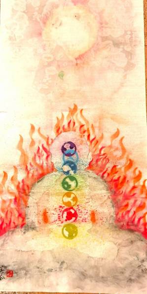 19灵性系列《浴火重生》作于2020年8月,137X69cm