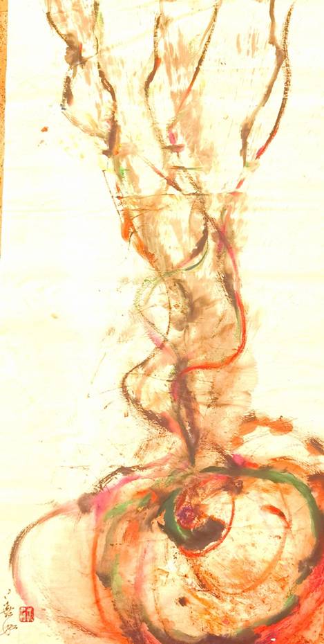 18灵性系列《凤凰涅槃》作于2020年8月,137X69cm