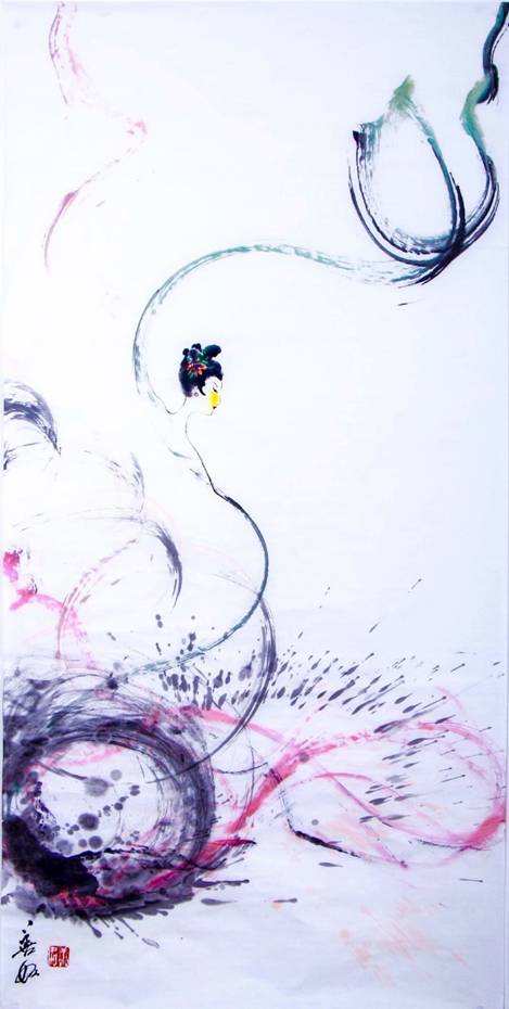 23水墨画 《奋发前进》139X69cm ,作于2019年6月