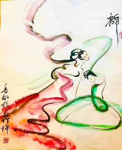 21水墨画《舞韵一》69X69cm,作于2018年