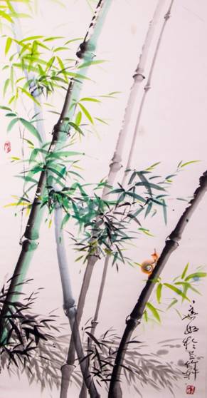 24水墨画《夏竹》139X69cm,作于2018年3月