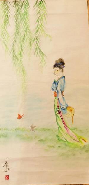 9《李清照行吟图》137X69cm,作于2020年8月