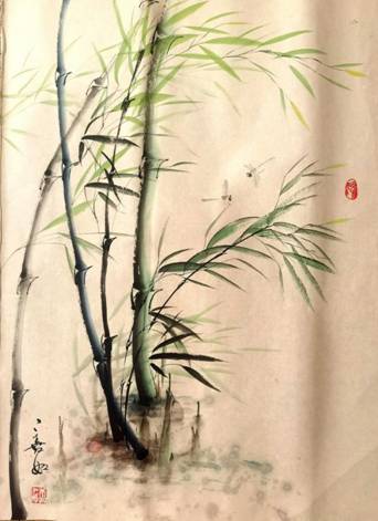 5水墨画《雨后春竹》137X79,作于2021年12月