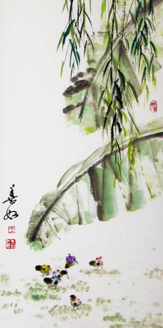 14水墨画《芭蕉树下》139X69cm,作于2018年3月