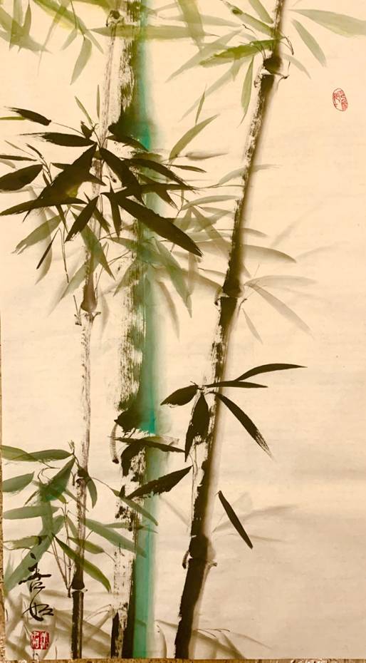 12水墨画《竹》137X69cm,作于2020年1月